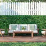 Living in the garden 3d render,  There is a wooden floor terrace