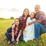 family in the field. Concept of happy family