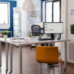 Empty startup corporate office with nobody in it is ready for financial company